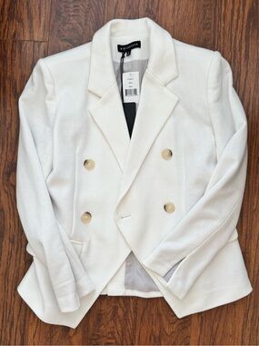 Gibson Women’s Double-Breasted White Blazer Jacket